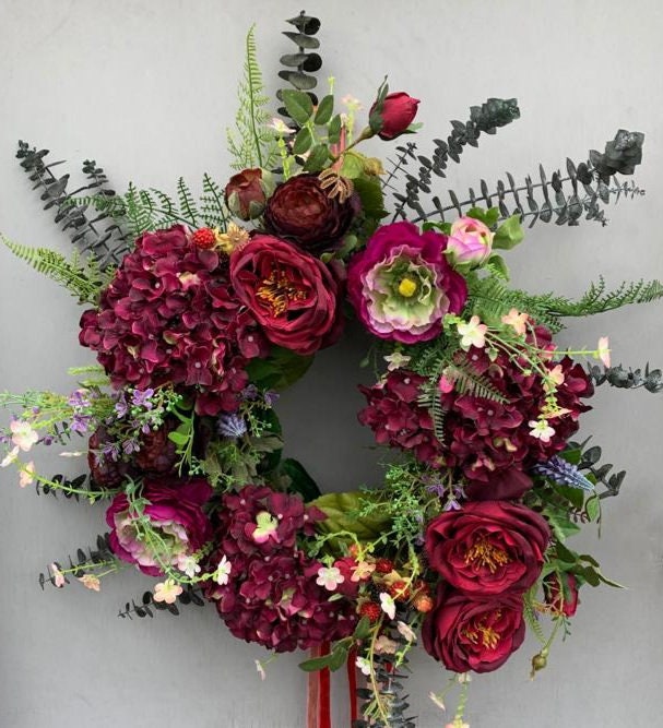Door wreath in Burgundy Etsy.de