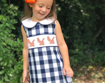 Girls Dress | Navy Gingham Dress. FREE SHIPPING