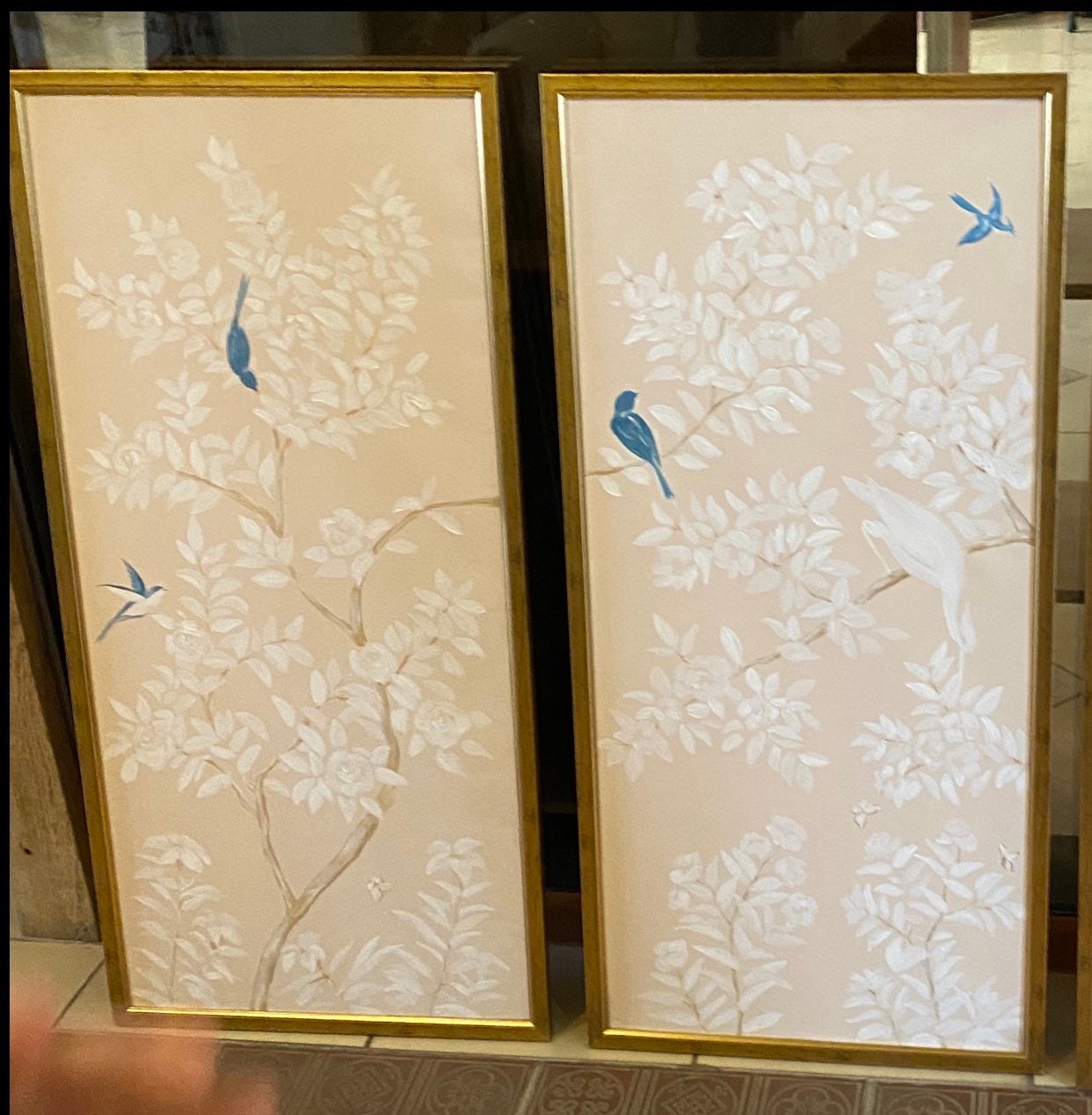 Set of 2 Framed Chinoiserie Paintings Etsy