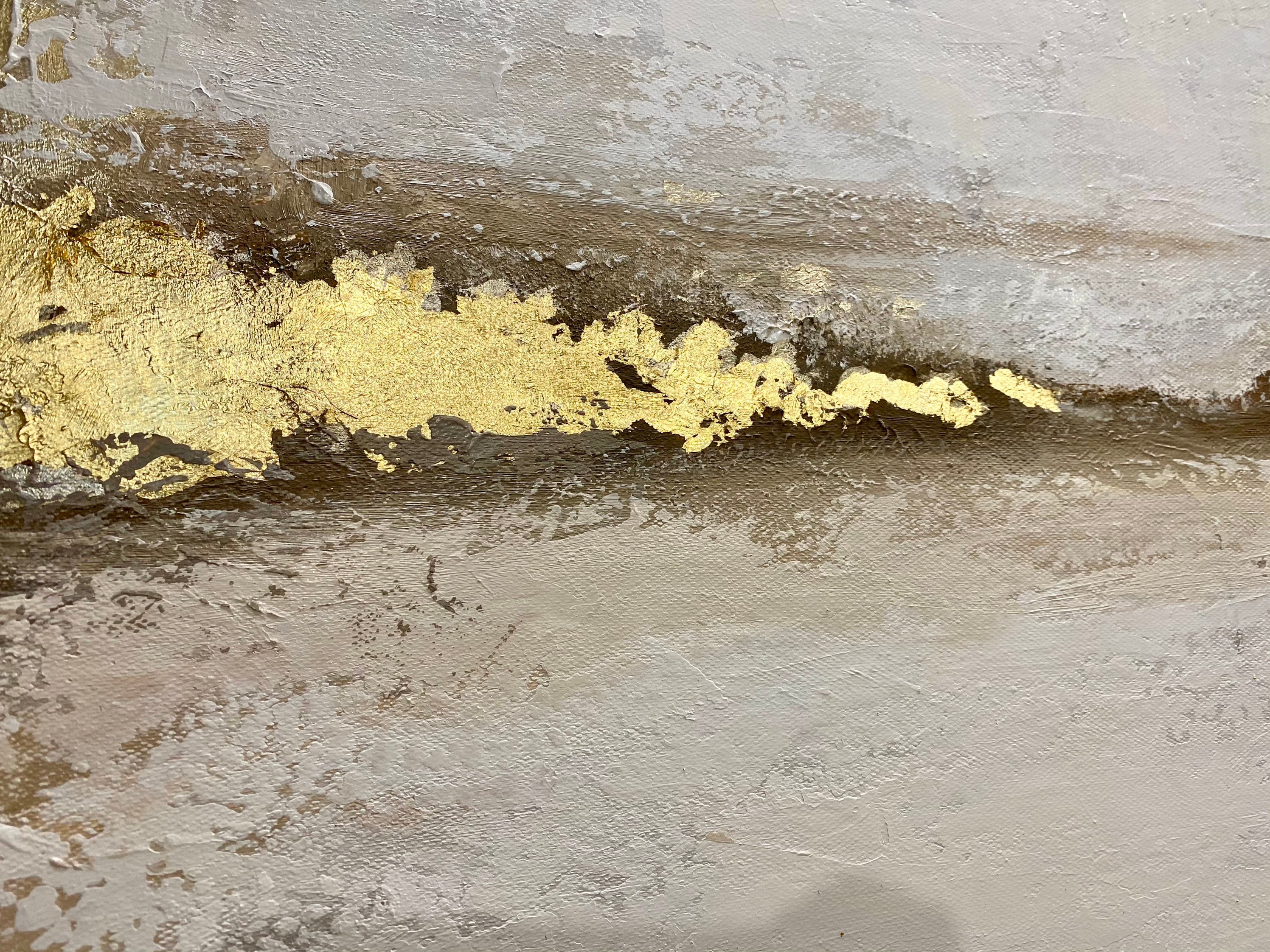 White & Gold Abstract Art Etsy