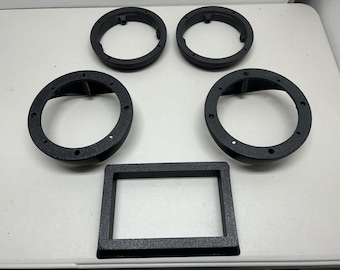 Double DIN radio Bedroll Speaker Mount kit for 6" sch40 PVC tube. Mount 2-6.5" speakers + Double DIN head unit w/ 2-tweeter mounts. No tube.