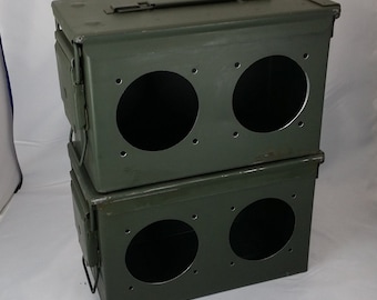 Matching Pair of 50 cal Ammo Can Box Machined for 4" Kicker speakers! No other mounting holes provided. Your custom option!