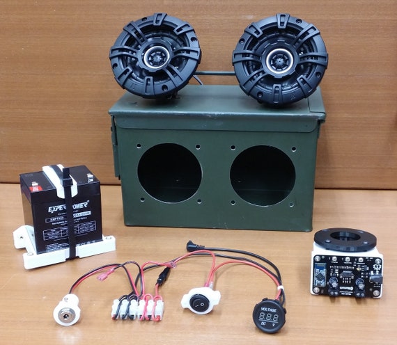 Battery Powered BlueTooth Ammo Can Boombox Kit. You assemble the complete prefitted kit, no drilling or cutting required! Full Instructions! Battery Powered BlueTooth Ammo Can Boombox Kit. You assemble the complete prefitted kit, no drilling or cutting required! Full Instructions!