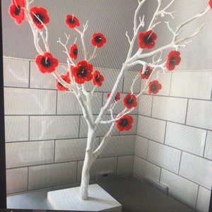 Mohnblumen gehäkelt,20 Häkelblumen,Acrylblumen,rotes Nähen,Kartenherstellung,Scrapbook zum Basteln