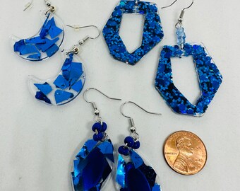 Earrings, Royal Blue, Resin