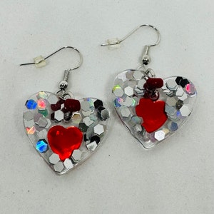 Earrings, Hearts Resin