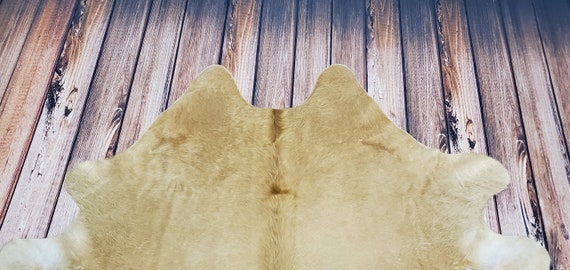 84" length rug hair on leather large cow hide solid beige Real Cowhide rug 