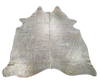 Large Cowhide Rug Gold Metallic 82 X 80 Inches 12180