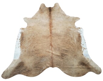 Large Cowhide Rug Beige Brown White 92 X 82 Inches