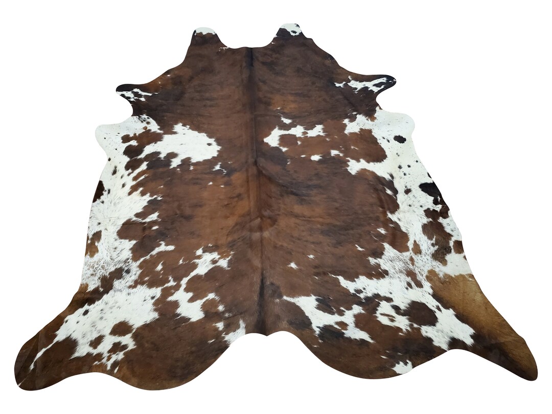 Extra Large Cowhide Rug Dark Brown Black White Tricolor Etsy