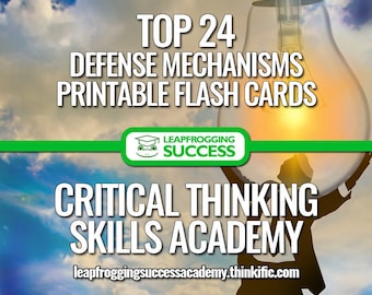 Defense Mechanisms Flash Cards – Psychology Learning Tool (Printable)