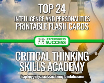 Top 24 Types of Intelligence and Personalities - High-Res Printable Flash Cards for Quizzes, Games, Reference, Learning and Development
