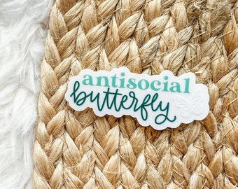 Antisocial Butterfly Clear Sticker | Funny stickers, laptop vinyl stickers, introvert gift idea, unique gift