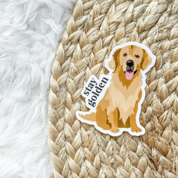 Stay Golden Vinyl Sticker | Golden Retriever, Dog Lover Gift, Pet Decal, Laptop Sticker, Car Decal, Cute Animal Sticker