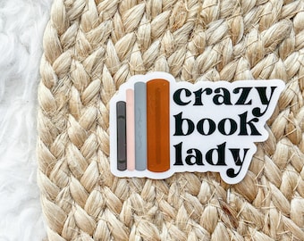 Crazy Book Lady Clear Sticker | Reading Motivation, Book Lover Gift, Bookish Decoration, Reading Enthusiast, Bookworm
