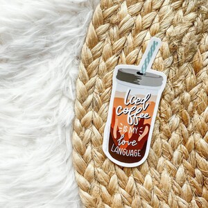 Sticker vinyle café glacé | Cadeau Coffee Addict, Sticker amateur de café, Sticker pour ordinateur portable, Sticker bouteille d'eau
