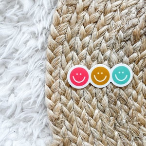 Smiley Face Sticker | Clear Vinyl Sticker, Cute Emoji Decal, Laptop Sticker, Water Bottle Decal, Happy Face Sticker