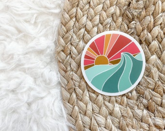 Sunset Adventure Stickers | Clear Sunset Circle Decal, Outdoor sticker, Adventure Lover gift, Nature Lover Vinyl