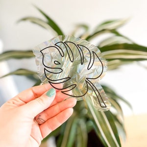 Monstera Leaf Suncatcher Decal | Window Cling, Prismatic Rainbows, Botanical, Sunlight