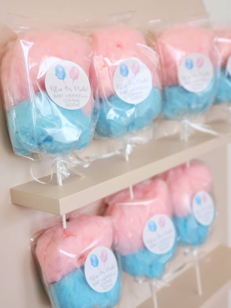 Cotton Candy on a Stick Cotton Candy Cone Gender Reveal Etsy