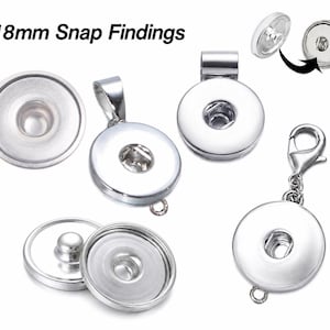 18mm Snap Button Findings: Charm Bracelet Base