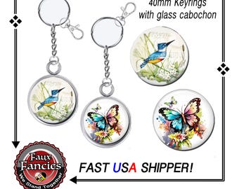 Handmade Bluebird or Butterfly Keyring: Bird Watcher Gift