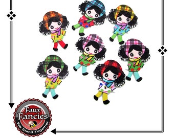 Colorful Doll Wooden Buttons: Scrapbook Charms (3 Pcs)