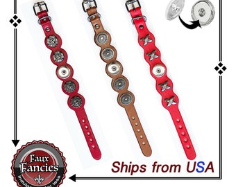 Leather Snap Button Bracelet, Snap Button Bracelet for Ginger Snaps, #LeatherBracelet, #GiftForHer, #SnapJewelry, #SnapButtonBracelet