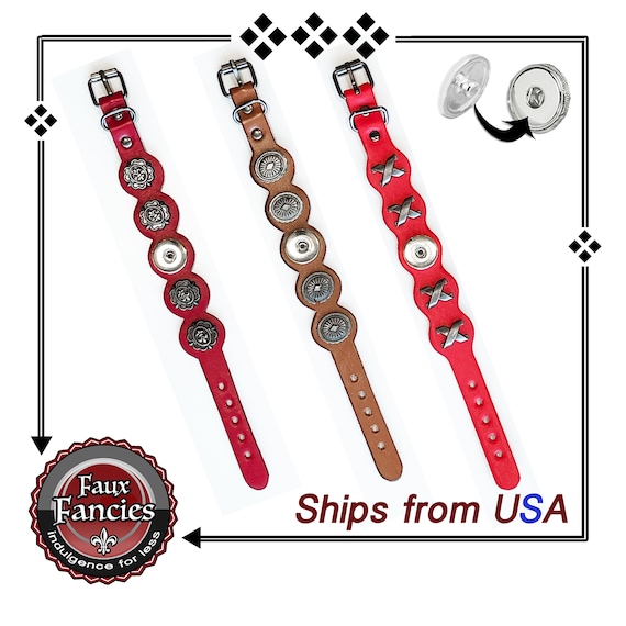 Leather Snap Button Bracelet, Snap Button Bracelet for Ginger Snaps, #LeatherBracelet, #GiftForHer, #SnapJewelry, #SnapButtonBracelet