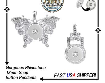Butterfly Snap Button Pendant, Butterfly Rhinestone Pendant, Butterfly 18mm Pendant, Grecian Style Rhinestone Snap Pendant,#ButterflyPendant