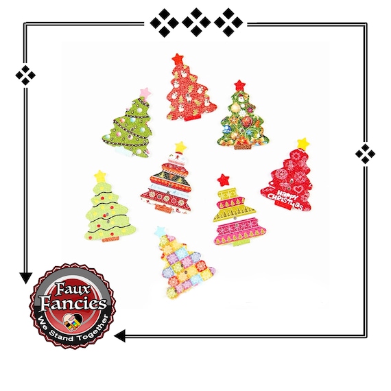 CLEARANCE! BUTToNS, BuTTONs! 3 PCs CHRISTMAS TREES Wood Buttons, Christmas Charm, CHRiSTMAS Scrapbook Buttons, #WoodenButtons, #CraftButtons