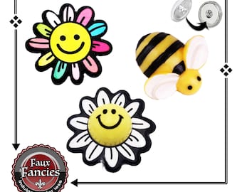 Snap Buttons ONLY OURs! BEE Happy Flower Ginger Snaps, Flower Snap Charm, #BraceletCharms, Rhinestone Snap, #Snap, #GiftForHer, #SnapButton