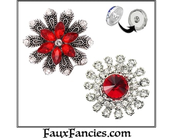 SNAP Buttons, AWESOME BEAUTIFUL Snaps, 18mm Ginger Snaps, Snap Charms, Red Flower Charms, Rhinestone Flowers, #SnapButtons, #SnapJewelry