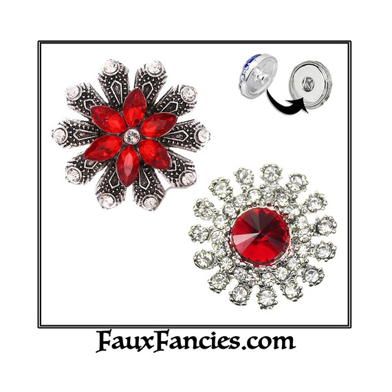 SNAP Buttons, AWESOME BEAUTIFUL Snaps, 18mm Ginger Snaps, Snap Charms, Red Flower Charms, Rhinestone Flowers, #SnapButtons, #SnapJewelry