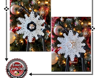 Christmas Ornaments, Snowflake Ornament, Handmade Ornaments, Rhinestone Ornament, Christmas Decor, #ChristmasOrnaments, #HolidayDecor