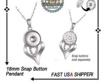 Wavy RHINESTONE Pendant for 18mm Snap Buttons, Ginger Snap Pendant for Snap on Charms, Interchangeable Snaps, Rhinestone Snap Jewelry