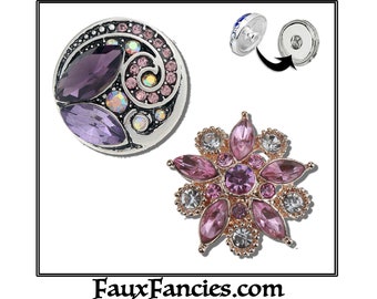 BEAUTIFUL Purple Crystals 18mm Snap Buttons, Ginger Snaps, Snap Charm, Interchangeable Snap, Rhinestone Snap, Snap Jewelry gift, #FlowerSnap