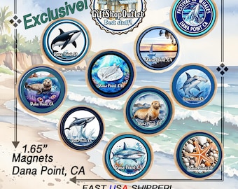 Dana Point Handmade MAGNETS, Dana Point souvenir, Beach souvenir, whale watching gift, dolphin magnet, whale key magnet, Custom magnet