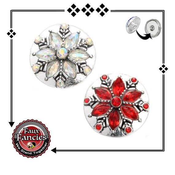 Snap Buttons, Poinsettia Christmas Snap Buttons, Ginger Snaps, #SnapJewelry, #BraceletCharms, Rhinestone Snaps, #SnapButton, #SnapJewelry