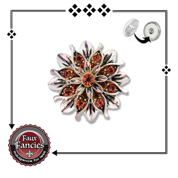 RHINESTONE Snap Buttons, Gorgeous AUBURN Red Ginger Snap, Snap Charm, #BraceletCharm, #SnapCharm, #SwitchableSnap, #SnapJewelry, Rhinestone
