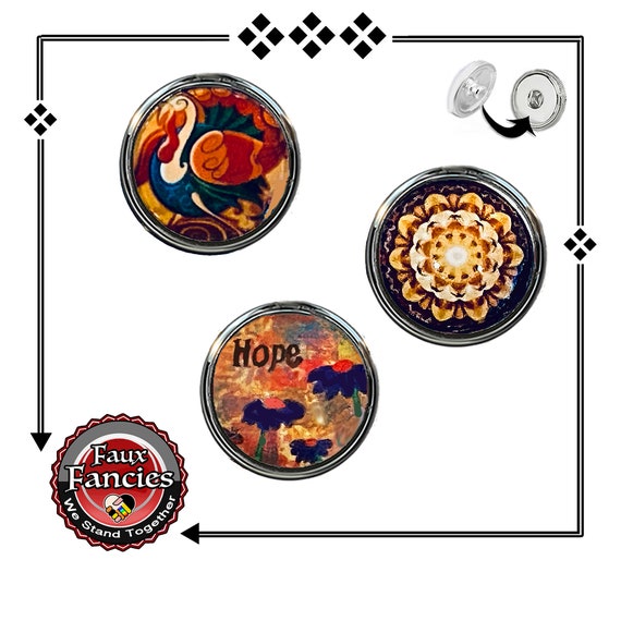 SNAP BUTTON, 18mm Snap Charm, CABOCHON Mandala Snap, #18mmCabochon, #BraceletCharm, #BraceletSnap. #SnapJewelry, Snap Button Jewelry Charm