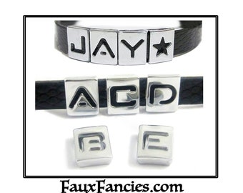 Hollow Silver Slide Letters, MULTIPLE DISCOUNTS, 8mm Slider Letters, Alphabet Charms, Narrow  Letter Charms, #SlideLetters, Initial charms,
