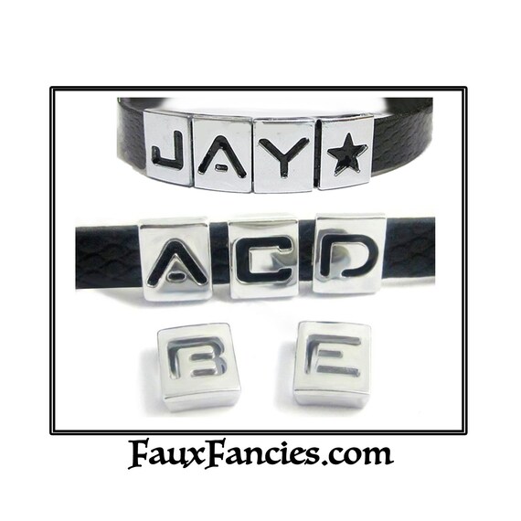 Hollow Silver Slide Letters, MULTIPLE DISCOUNTS, 8mm Slider Letters, Alphabet Charms, Narrow Letter Charms, #SlideLetters, Initial charms,