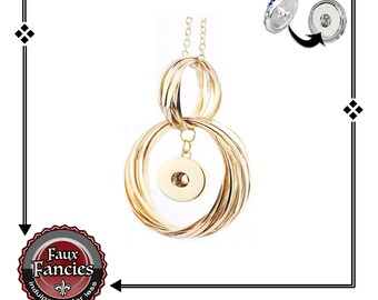 Gold Tone Circles Pendant for 18mm Snap Buttons, Ginger Snap Pendant, #SnapButtonJewelry, Snap Charms, #SnapButtons, #SnapButtonJewelry