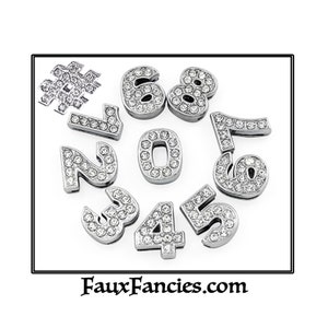 Rhinestone Slide NUMBER Charms, MULTIPLE DISCOUNTS, Slider Numbers, Hashtag Charm, 0 to 9 Charms, #NumberCharm, #RhinestoneNumbers