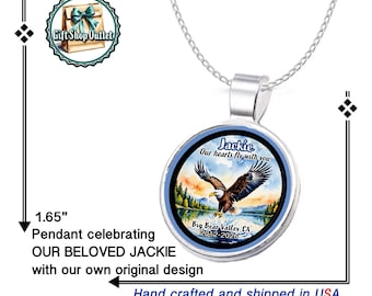 Celebrating JACKIE, our very loved Eagle! Handmade Jackie Eagle GLASS CABOCHON Pendant,  Big Bear Bald Eagle Jackie
