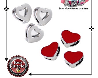 Valentines Day Heart Slider Charm, Slide charm, Slide Heart Bracelet, Love charm, 8mm Charms, Jewelry Gift, #SlideCharm, #Gift for her