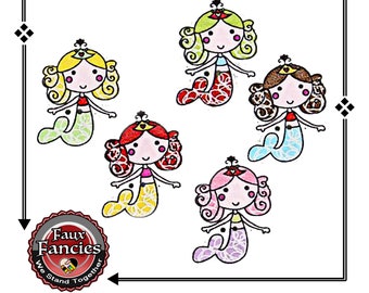 Mermaid Wood Buttons: Scrapbook Charms (3 Pcs)