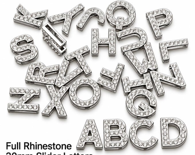 Featured listing image: 30mm Rhinestone Slider Letter Charms: A to Z Bracelet Initial Pendants