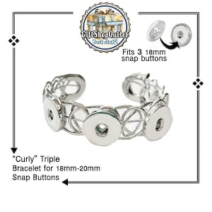 Stainless Steel Triple Snap Button Bracelet - 18mm Charm Jewelry